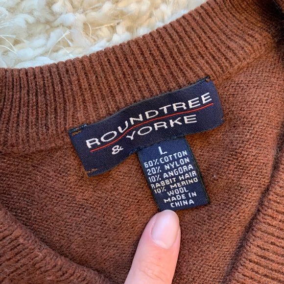 Cozy Patchwork Brown Sweater, size L - Picture 3 of 3